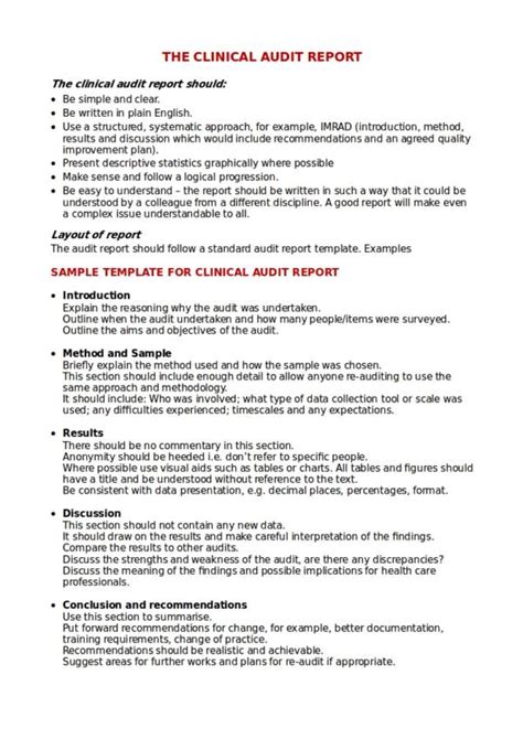 clinical trial audit report template